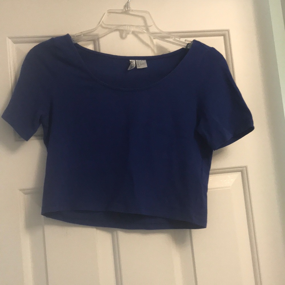 Blue short sleeve H&M crop top